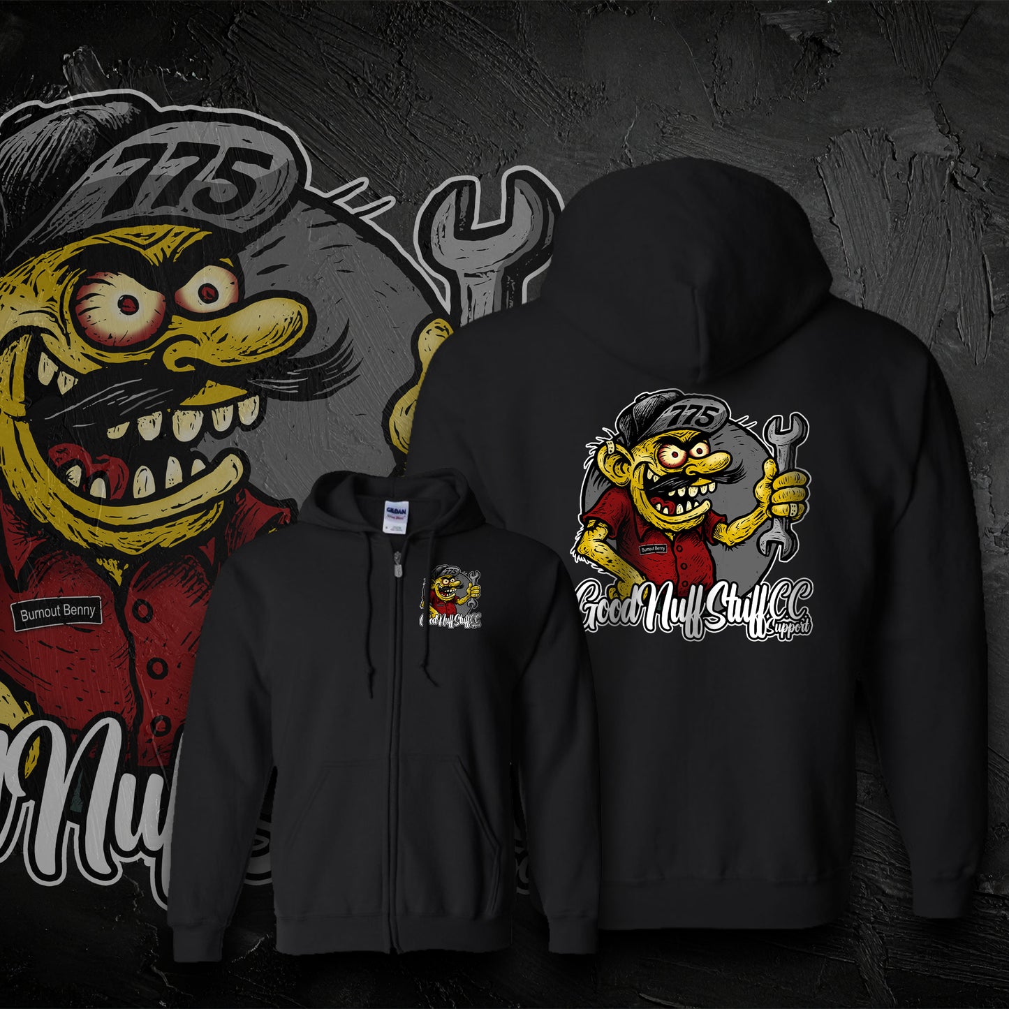 Good Nuff Stuff “Burnout Benny” Zip Up – Black
