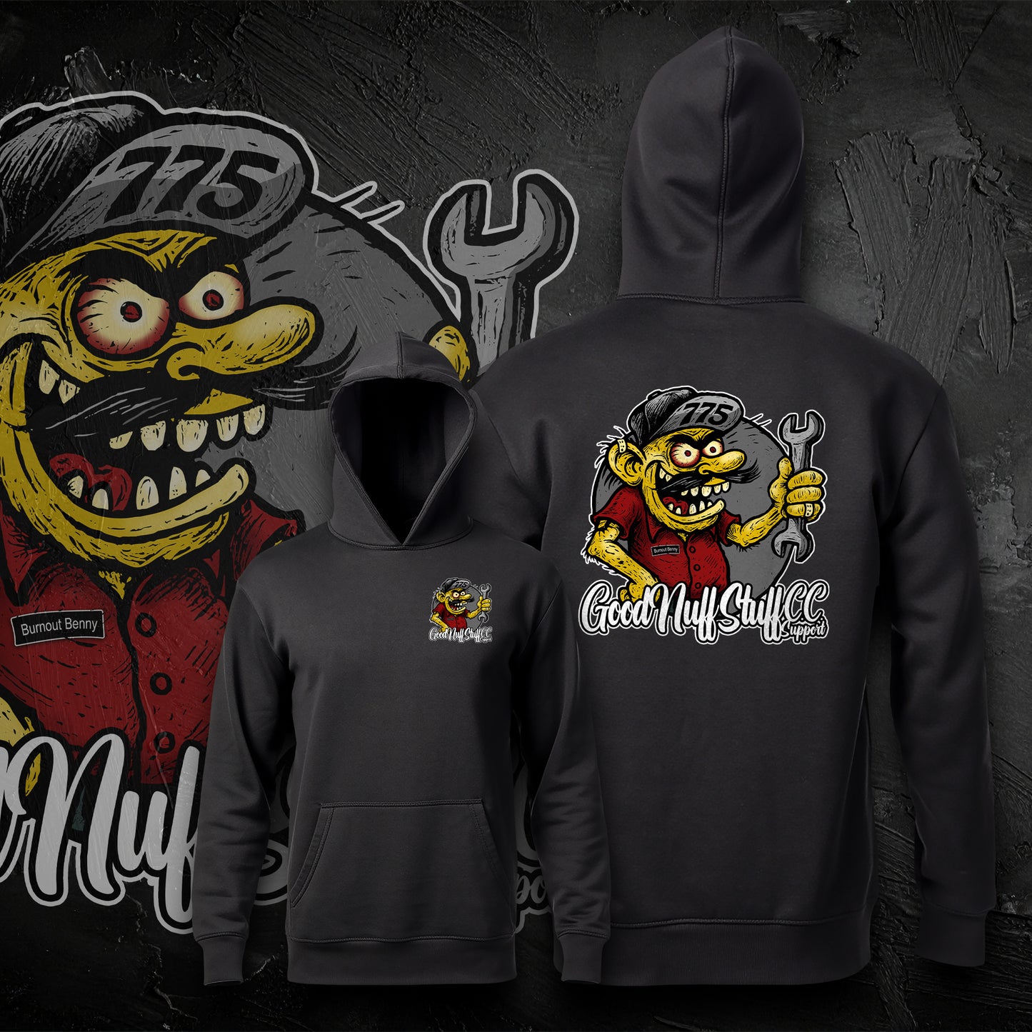 Good Nuff Stuff “Burnout Benny” Hoodie – Black